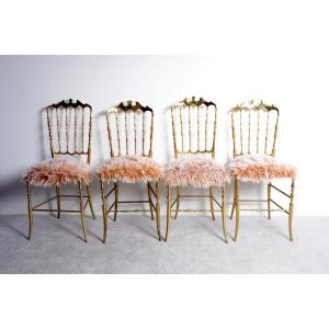 Set Of 4 “chiavari” Chairs By Giuseppe Gaetano Descal Italy Dating From The 80s.