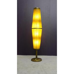 Lampadaire Totem des années 60 en méthacrylate granité jaune