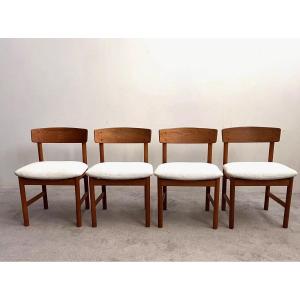 Series Of 4 Danish Chairs By Borge Mogensen For Søborg Møbelfabr