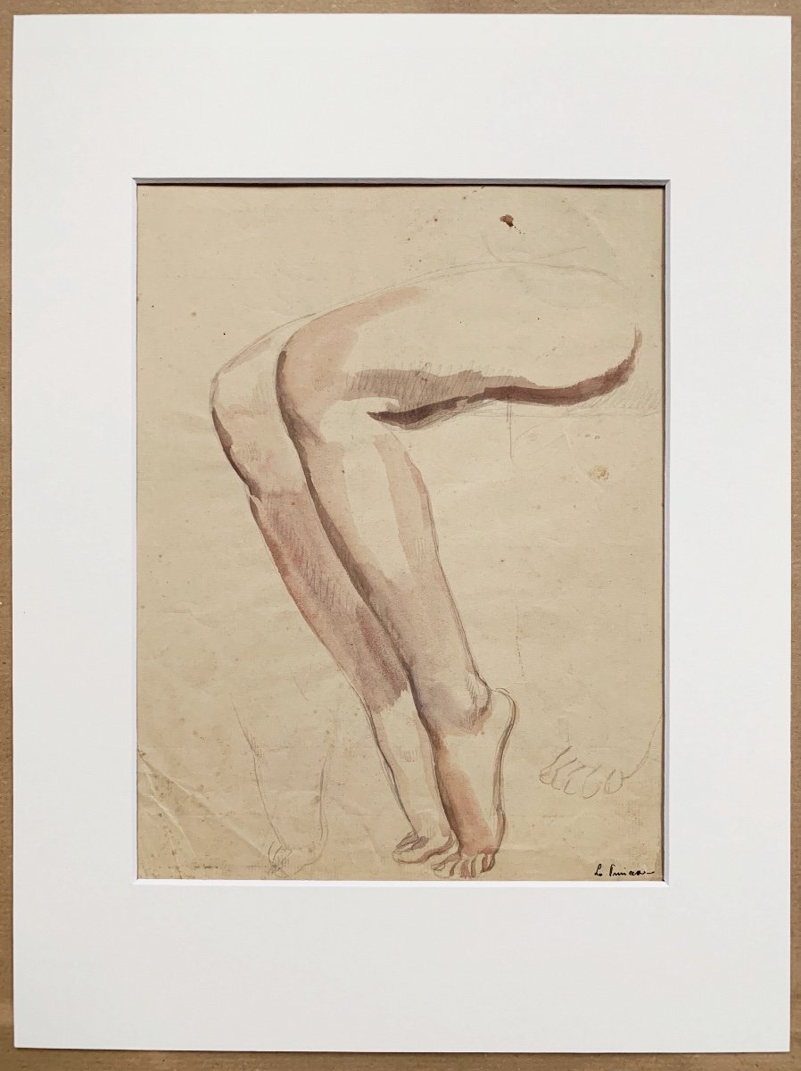 Raphaël Delorme (1885-1962), Etude de jambes, aquarelle et crayon sur papier-photo-2