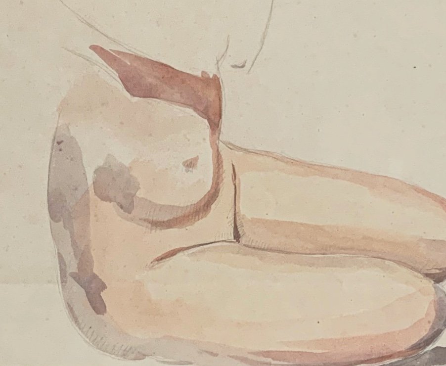 Raphaël Delorme (1885-1962), Étude d’un nu féminin, aquarelle et crayon sur papier -photo-2