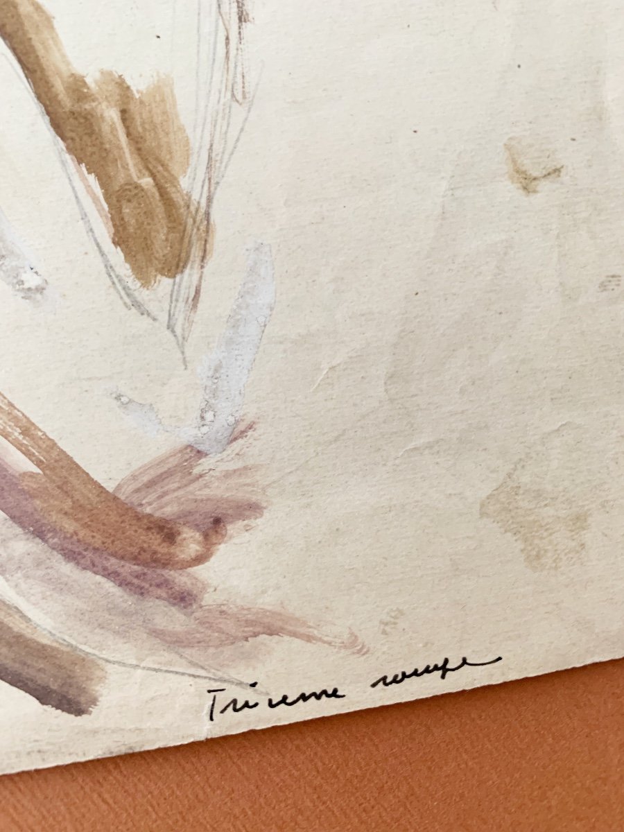 Raphaël Delorme (1885-1962), Study Of A Woman In Profile, Watercolor, Gouache And Pencil On Paper-photo-2