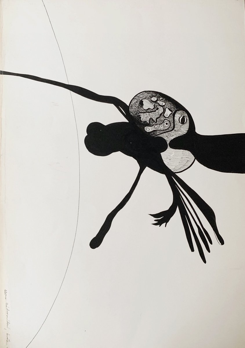 Alena Nadvornikova (née en 1942), Composition zoomorphe, 1979,  encre de Chine sur papier-photo-4