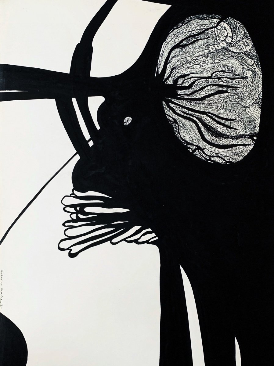 Alena Nadvornikova (née en 1942), Composition zoomorphe, 1979,  encre de Chine sur papier-photo-2