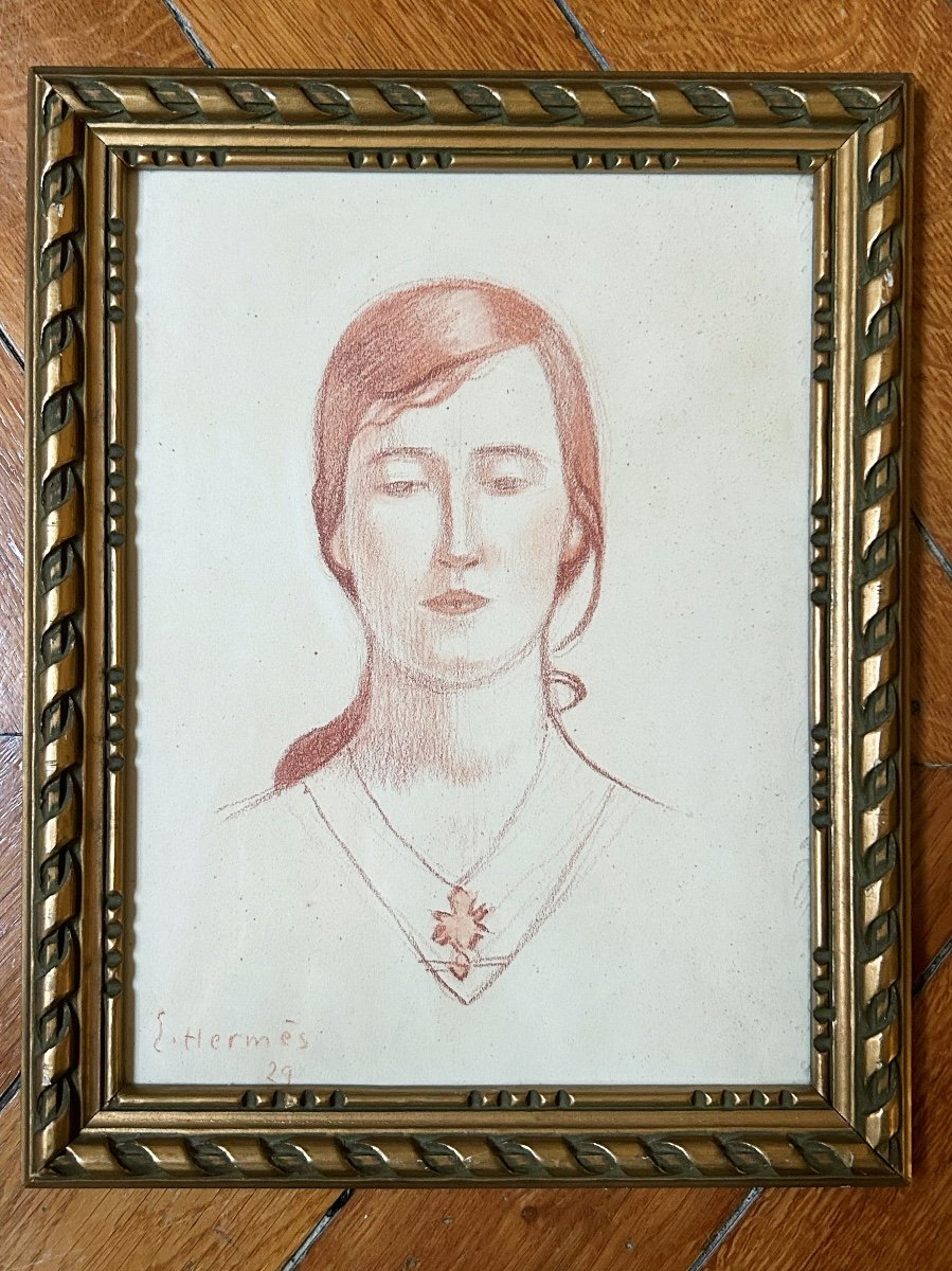 Erich Hermès (1881-1971), Portrait Of A Woman, 1929, Red Chalk On Paper