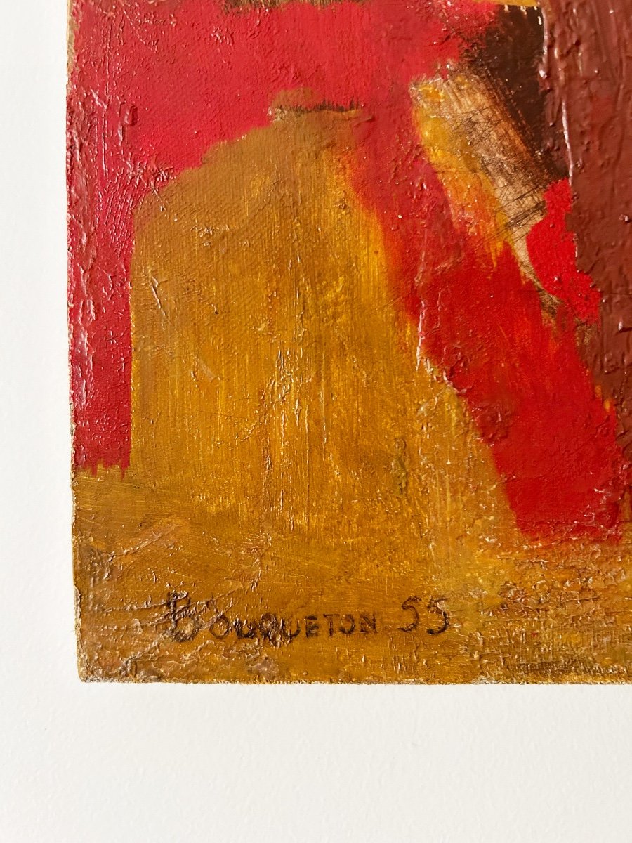 Marcel Bouqueton (1921-2006), Red And Yellow, 1955, Oil On Canvas-photo-4