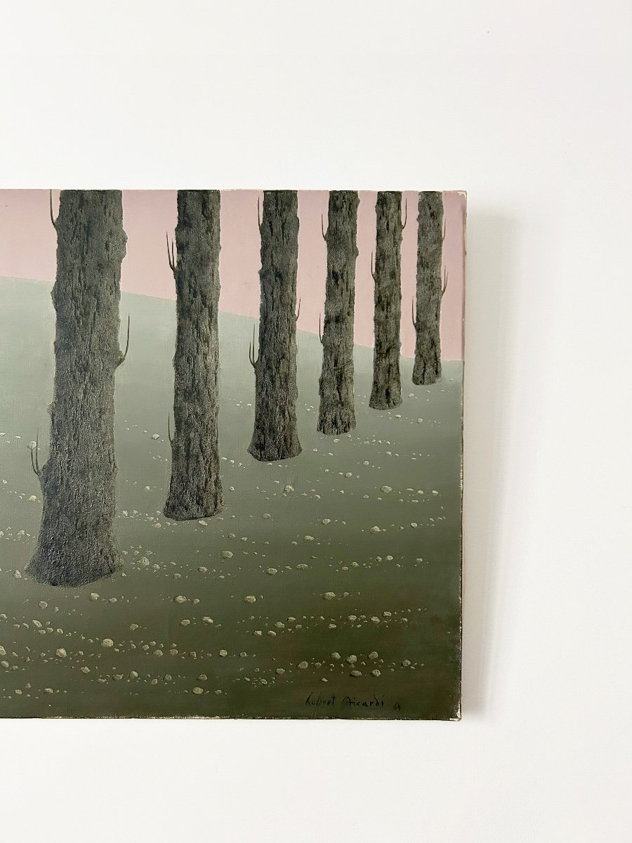 Hubert Aicardi (1922-1991), Paysage aux troncs d'arbres, 1964, huile sur toile-photo-3