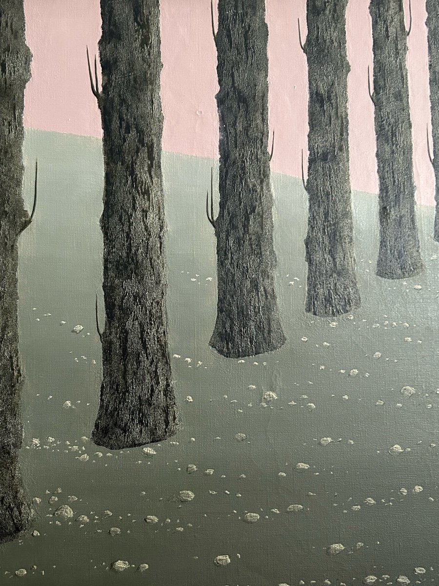 Hubert Aicardi (1922-1991), Paysage aux troncs d'arbres, 1964, huile sur toile-photo-1