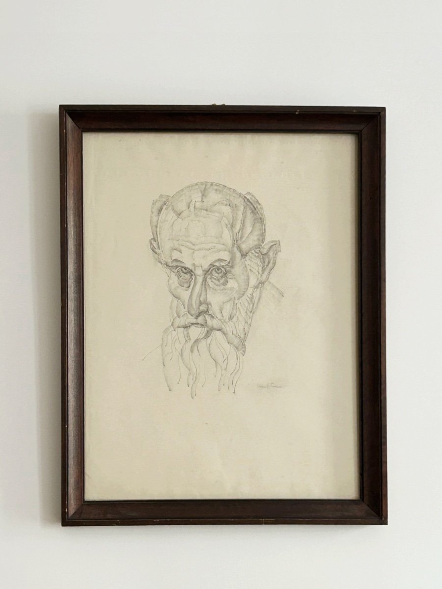 Marcel-lenoir, Jules Oury Dit (1872-1931), Portrait Of A Bearded Man, Pencil And Blush On Paper
