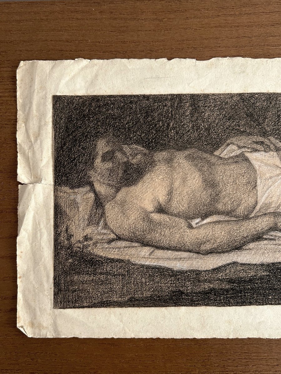 Célestin Nanteuil (1813-1873), The Dead Christ, Black Stone And White Chalk On Paper-photo-2