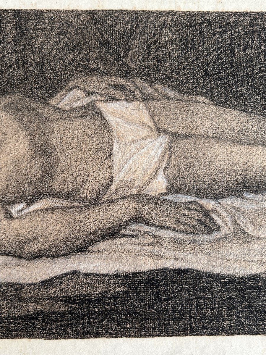 Célestin Nanteuil (1813-1873), The Dead Christ, Black Stone And White Chalk On Paper-photo-3