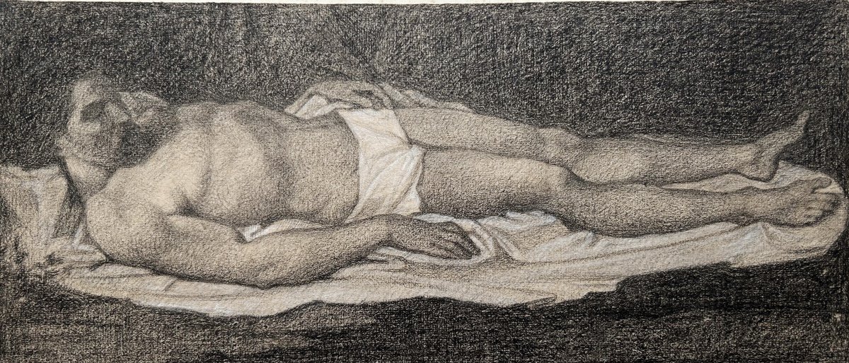 Célestin Nanteuil (1813-1873), The Dead Christ, Black Stone And White Chalk On Paper