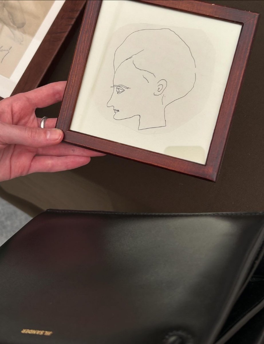 Mathieu Rosianu (1897-1969), Head In Left Profile, Circa 1930, Ink On Paper-photo-2
