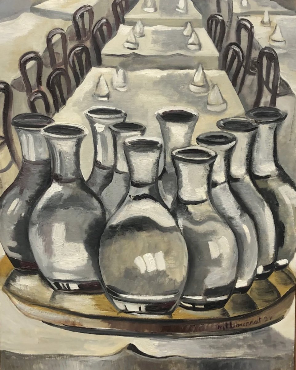 Marie-thérèse Bourrat (born In 1938), Brasserie Georges In Lyon, 1994, Oil On Canvas-photo-2