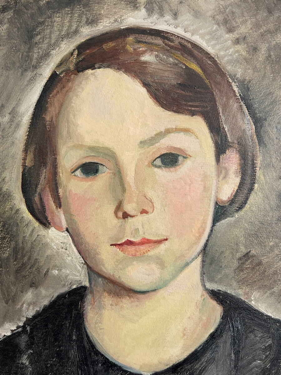 Mercédès LEGRAND (1893-1945), Portrait de jeune femme, circa 1935, huile sur panneau-photo-3