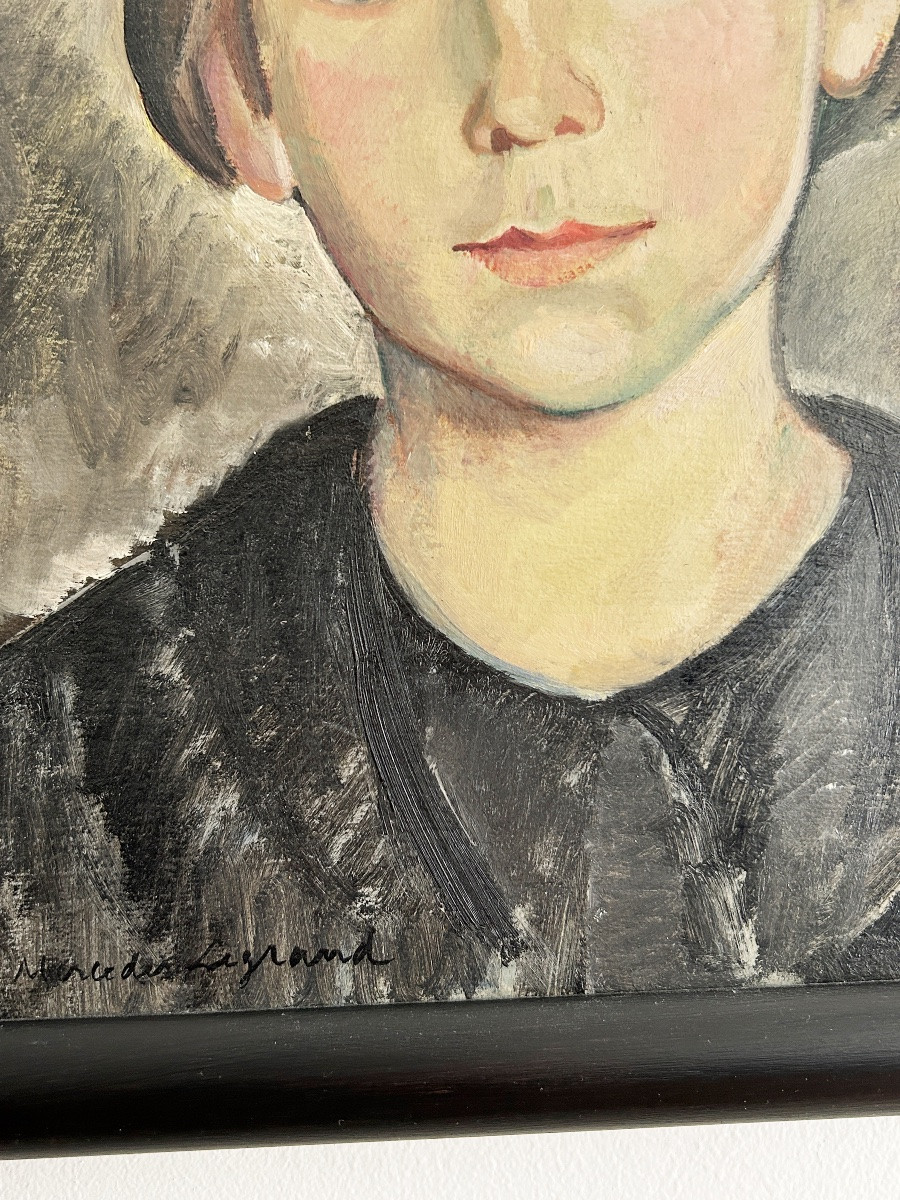 Mercédès LEGRAND (1893-1945), Portrait de jeune femme, circa 1935, huile sur panneau-photo-2