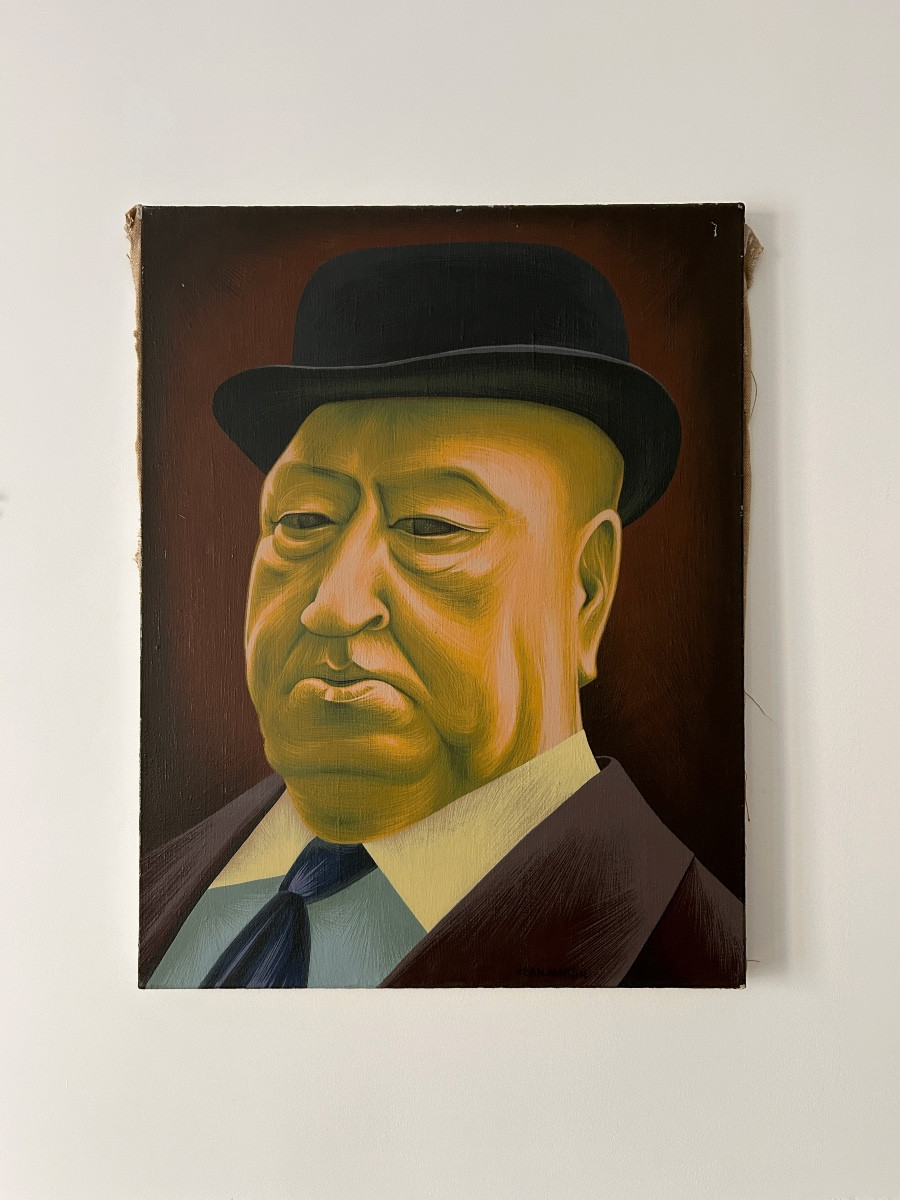 Jean Martin (1911-1996), The Man In The Bowler Hat, Alfred Hitchcock, 1982, Oil On Canvas