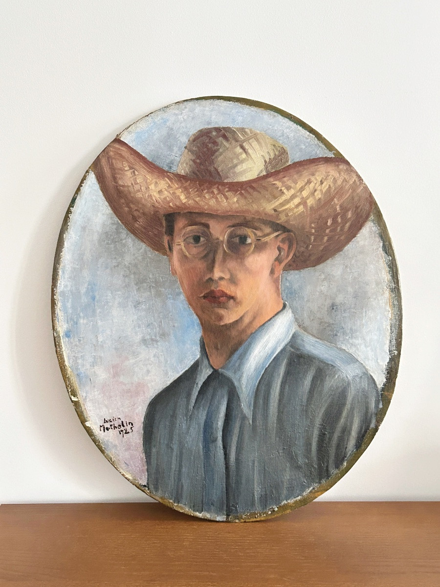 Lucien Mathelin (1905-1981), Self-portrait, 1925, Oil On Canvas Mounted On Panel -photo-1