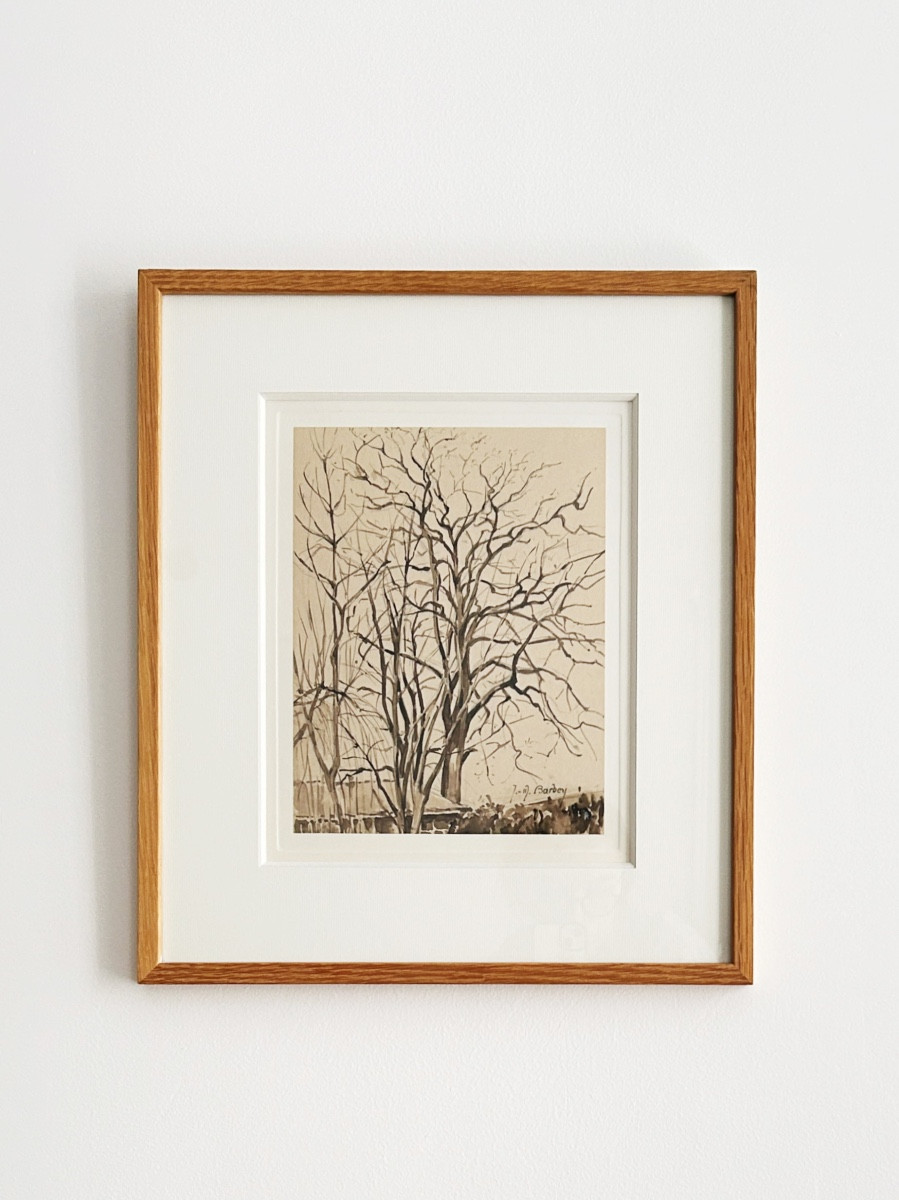 Jeanne-marie Barbey (1876-1960), Trees In Winter, Brown Ink Wash And Graphite Pencil