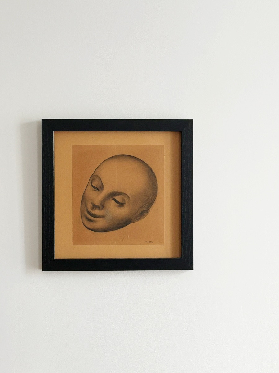 Henri Poey (1910-1998), Mask, Circa 1930, Charcoal On Paper-photo-4