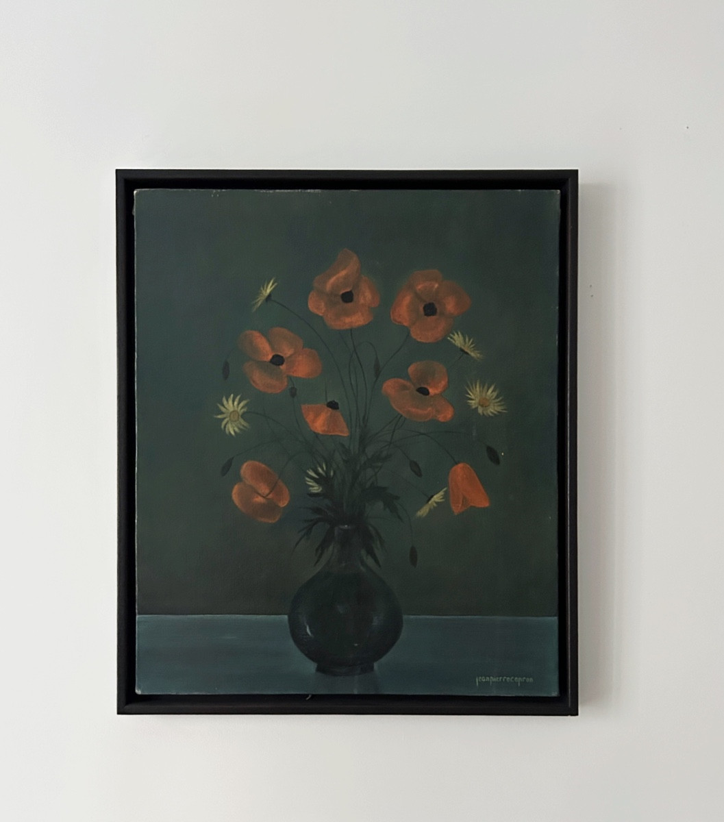 Jean-Pierre Capron (1921-1997), Coquelicots et marguerites, huile sur toile