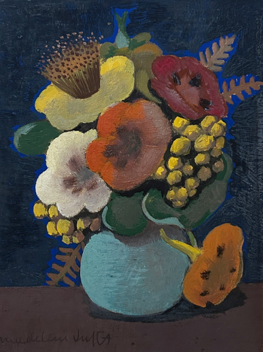 Madeleine LUKA (1894-1989), Fleurs en bouquet, gouache sur papier cartonné-photo-2