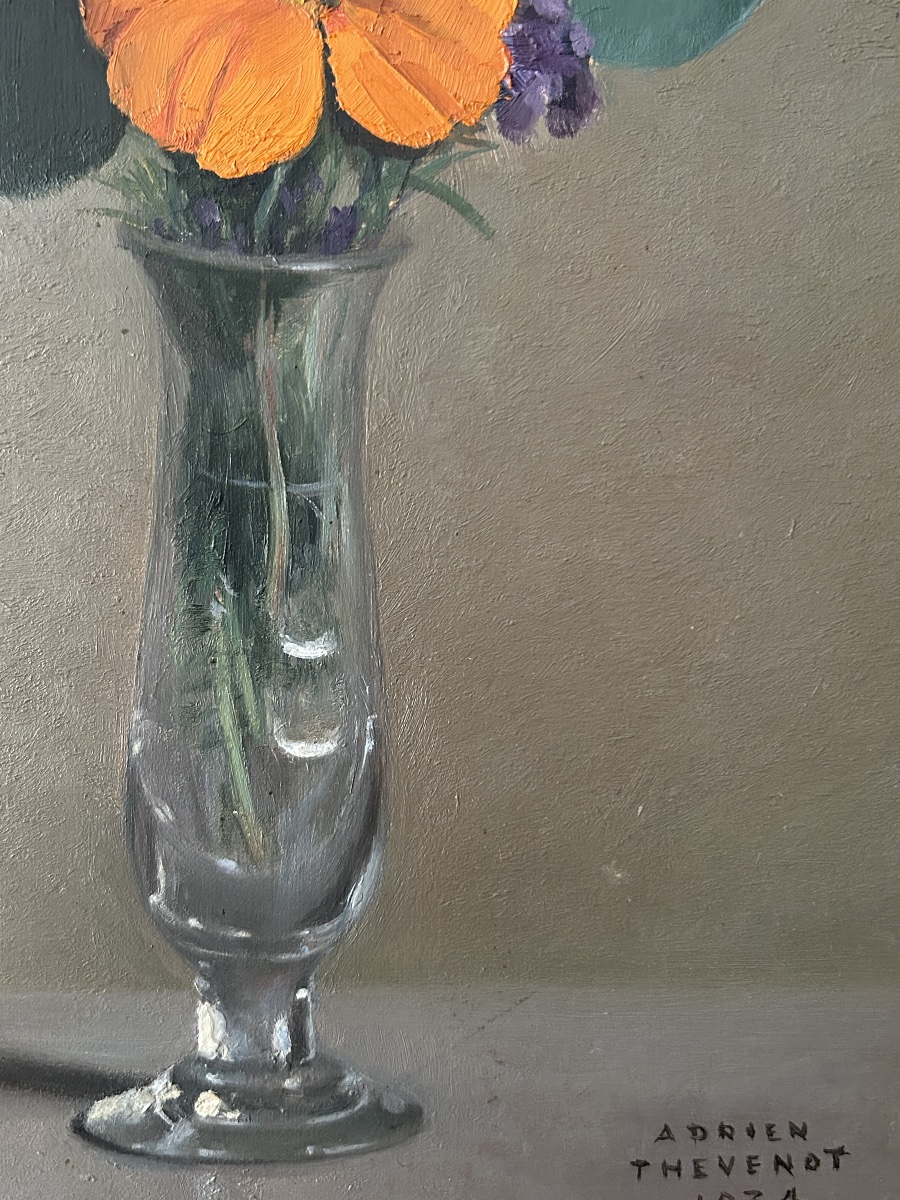 Adrien Thévenot (1898-1942), Nature morte au bouquet de fleurs, 1934, huile sur panneau-photo-3