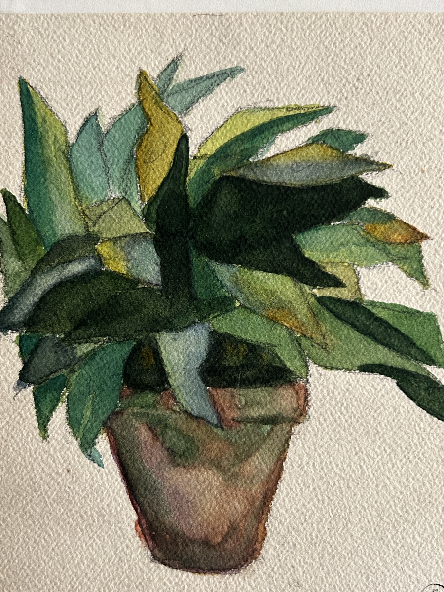 Felix Schivo (1924–2006), Green Plant, 1943, Watercolor-photo-1