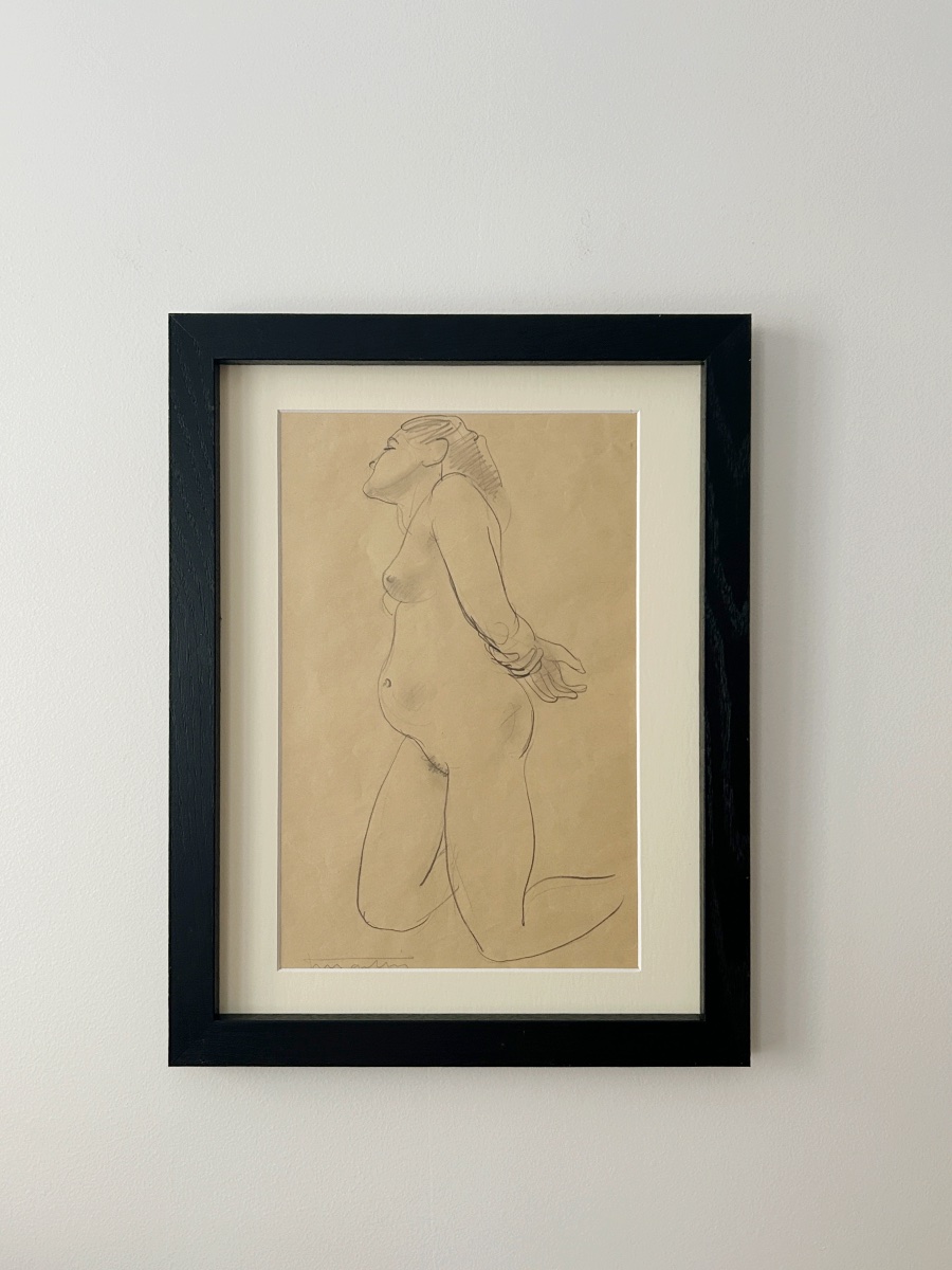 Jean Martin (1911–1996), Kneeling Female Nude, Pregnant, Circa 1940-photo-2