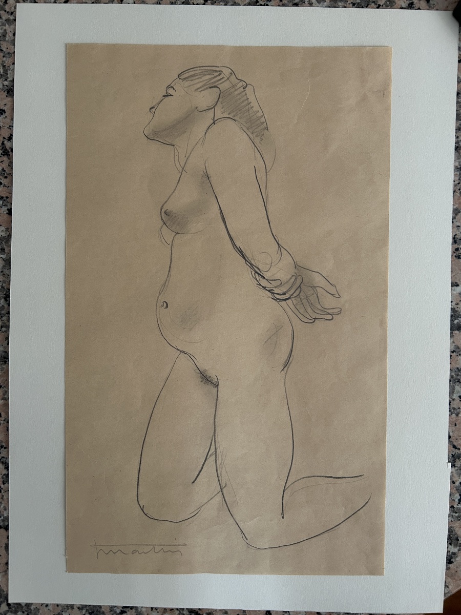 Jean Martin (1911–1996), Kneeling Female Nude, Pregnant, Circa 1940-photo-4