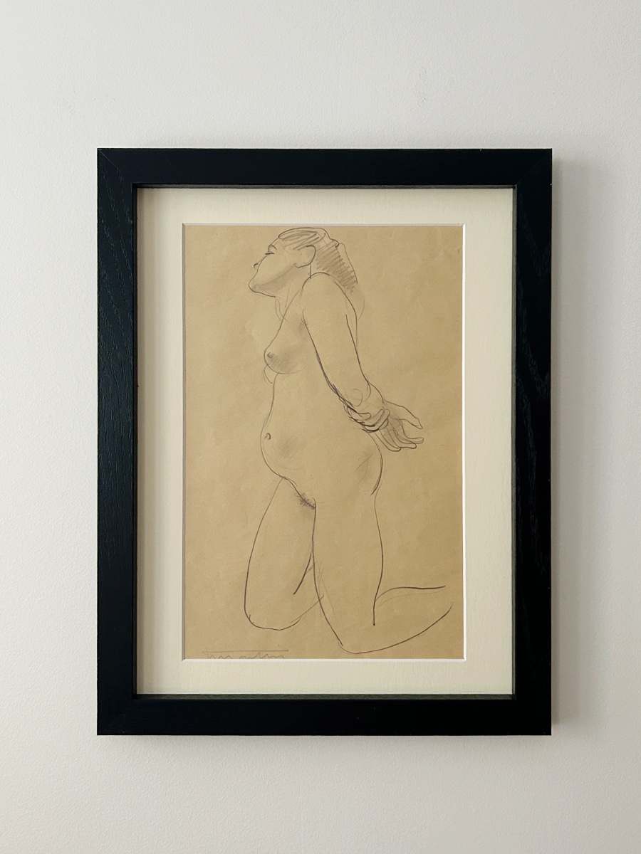 Jean Martin (1911–1996), Kneeling Female Nude, Pregnant, Circa 1940