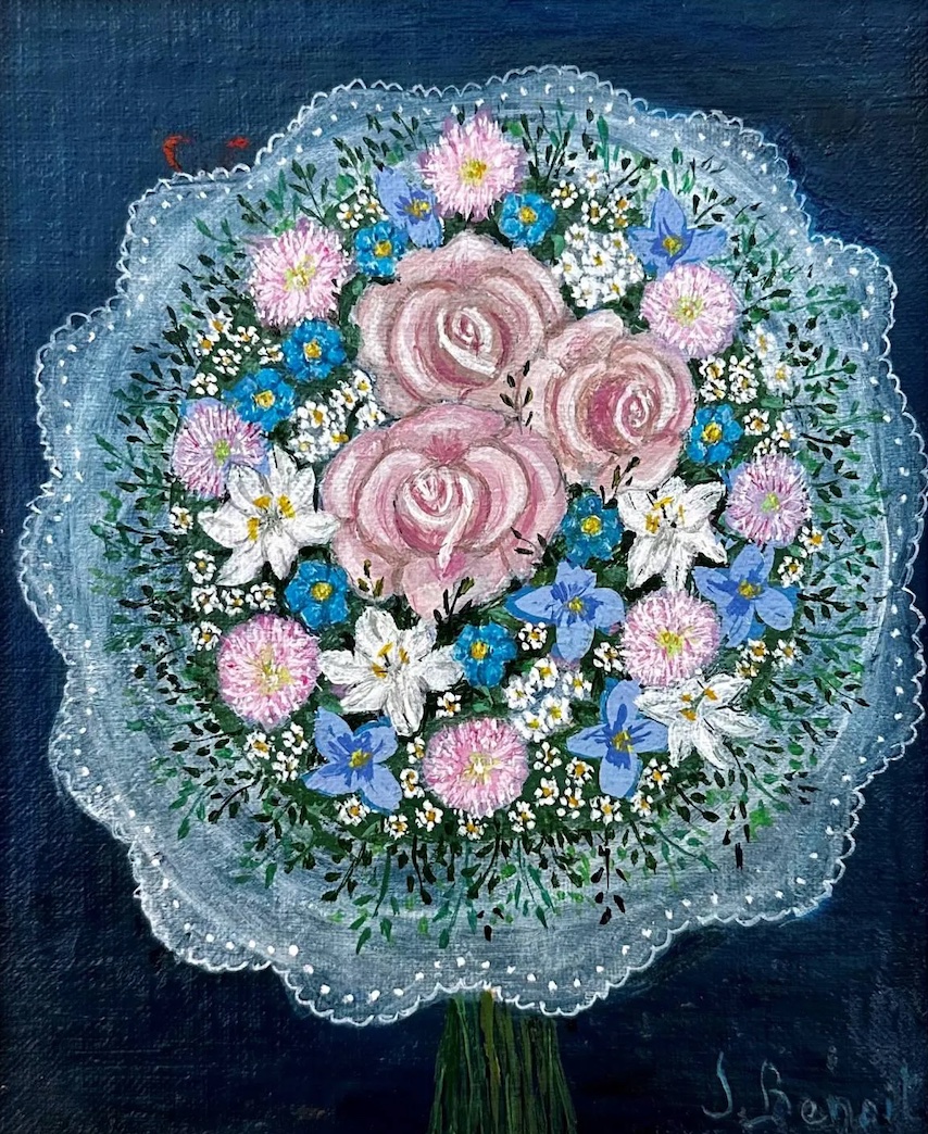 Art Naïf Jacqueline BENOIT (née en 1925), Bouquet de mariée, c. 1982-photo-2
