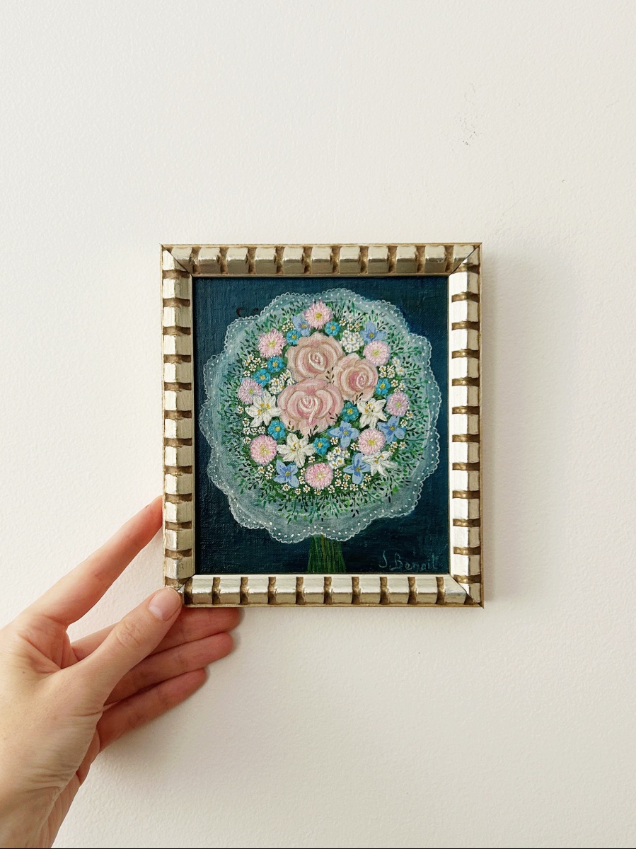 Art Naïf Jacqueline BENOIT (née en 1925), Bouquet de mariée, c. 1982-photo-3