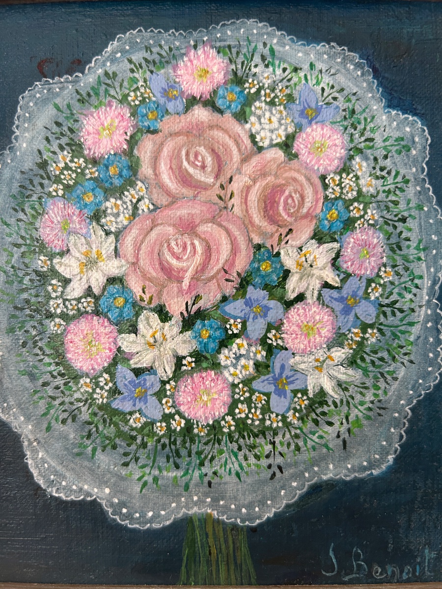 Art Naïf Jacqueline BENOIT (née en 1925), Bouquet de mariée, c. 1982-photo-4
