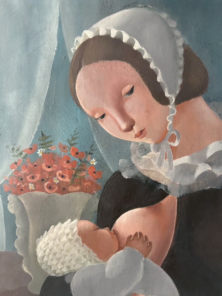 Madeleine LUKA (1894-1989), La Nourrice, 1928, huile sur toile-photo-3