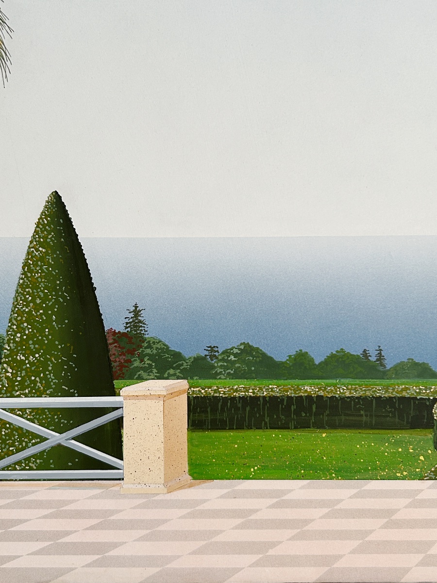 Michel Tronel (né en 1953) Paysage à la terrasse pavée, tableau-photo-2