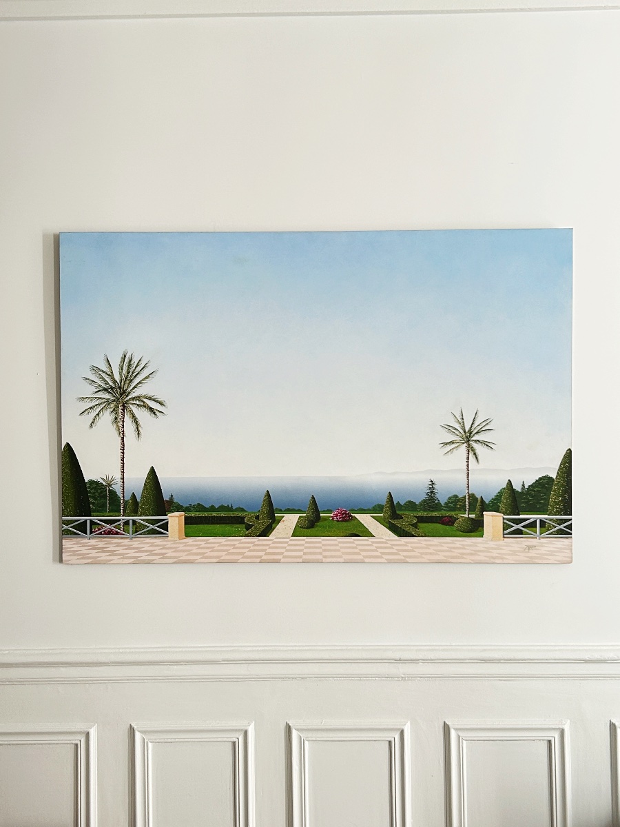 Michel Tronel (né en 1953) Paysage à la terrasse pavée, tableau-photo-4