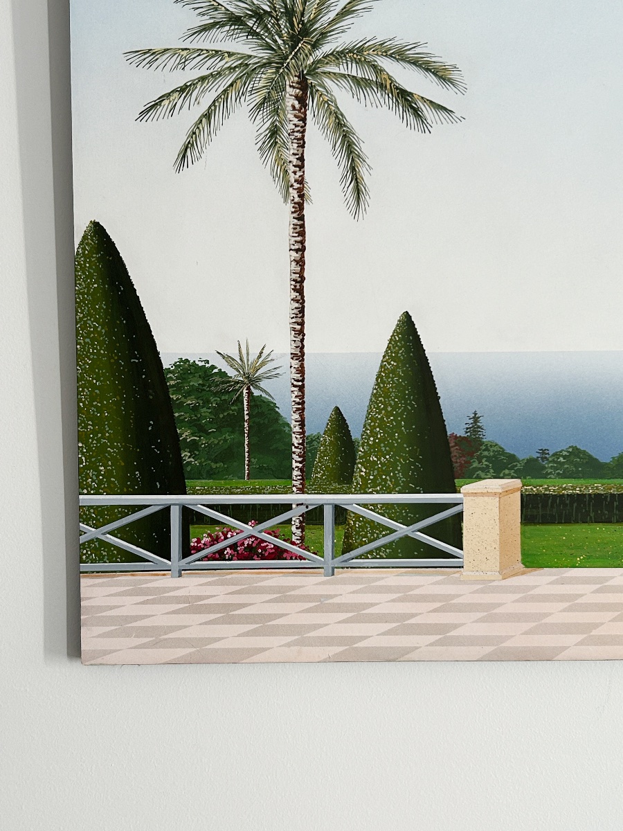 Michel Tronel (né en 1953) Paysage à la terrasse pavée, tableau-photo-6