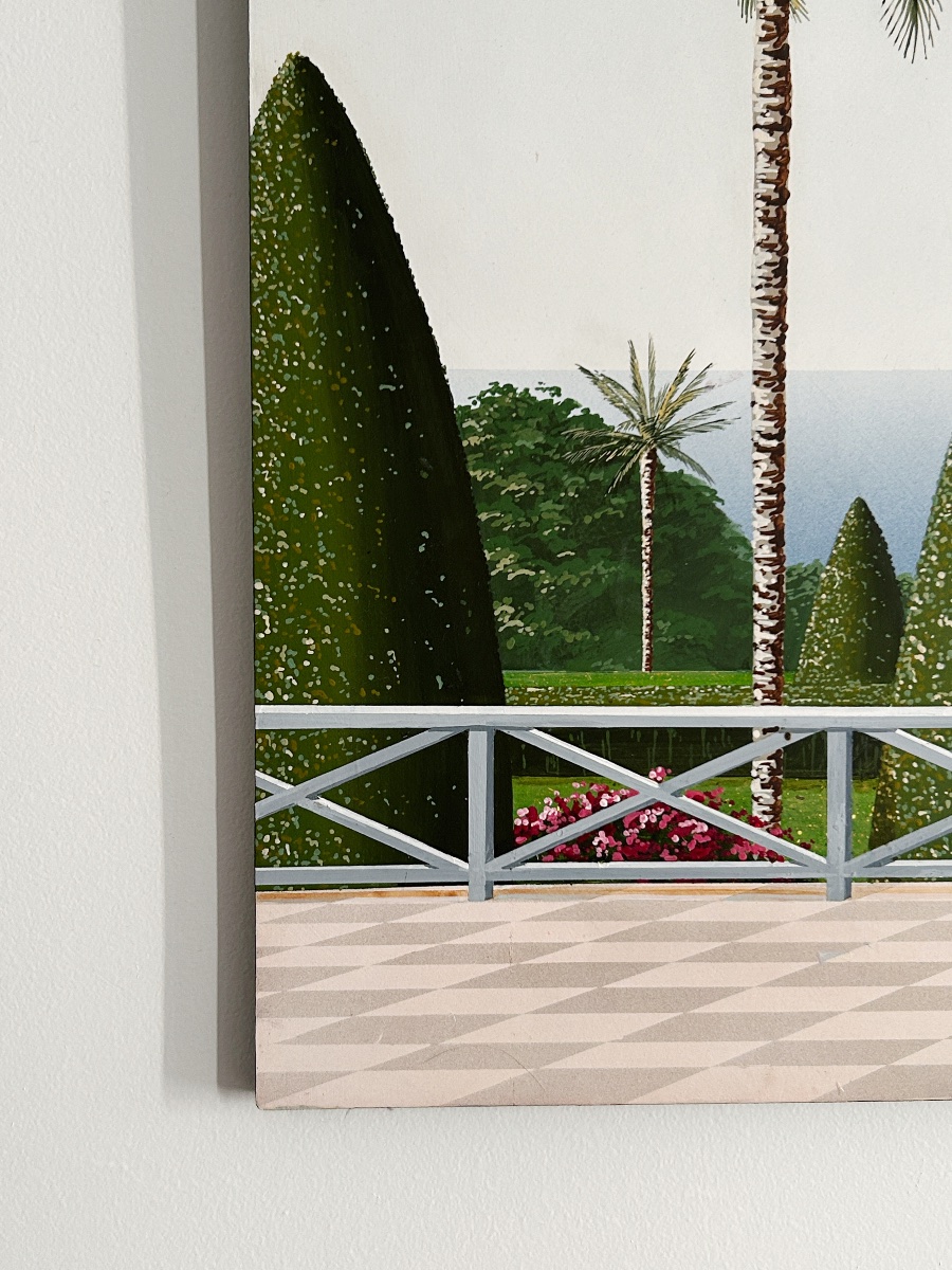 Michel Tronel (né en 1953) Paysage à la terrasse pavée, tableau-photo-7