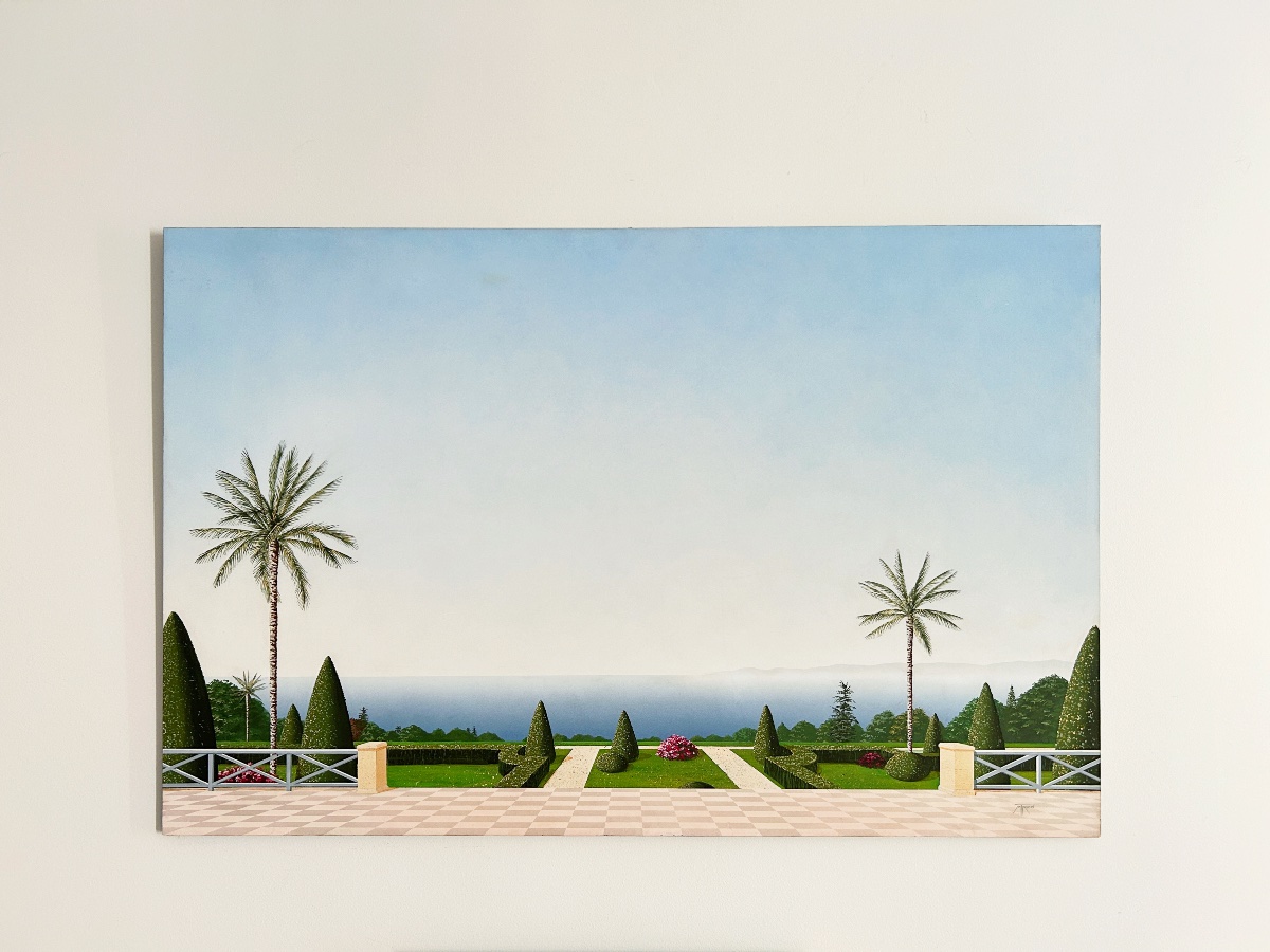 Michel Tronel (né en 1953) Paysage à la terrasse pavée, tableau