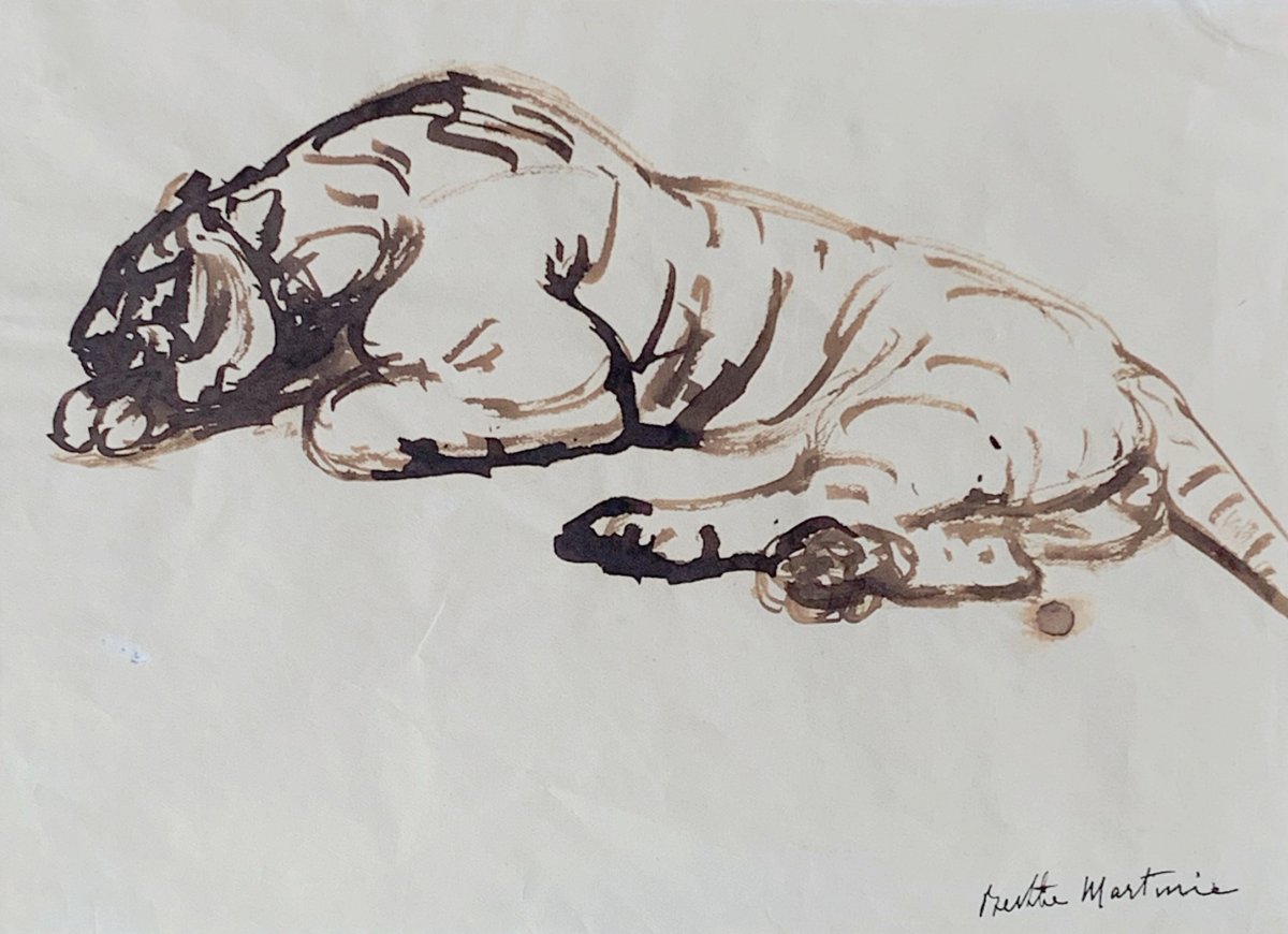 Berthe Martinie (1883-1958) - Tigre au repos-photo-3
