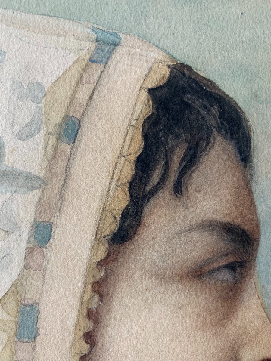 Mathilde Bonaparte (1820-1904) - Portrait De Femme De Profil, 1888, Aquarelle