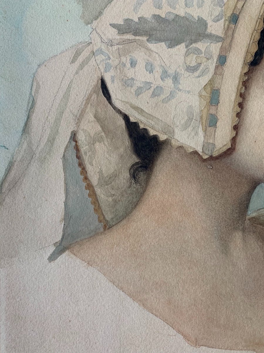 Mathilde Bonaparte (1820-1904) - Portrait De Femme De Profil, 1888, Aquarelle-photo-4