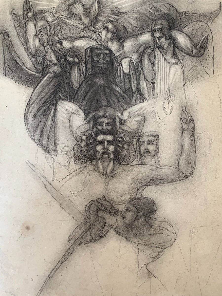 Marcel Chabas (1890-1948), La Colombe, Pencil On Paper-photo-2