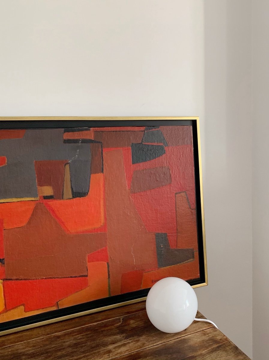 Marcel Bouqueton (1921-2006), Red, 1953, Oil On Panel-photo-2