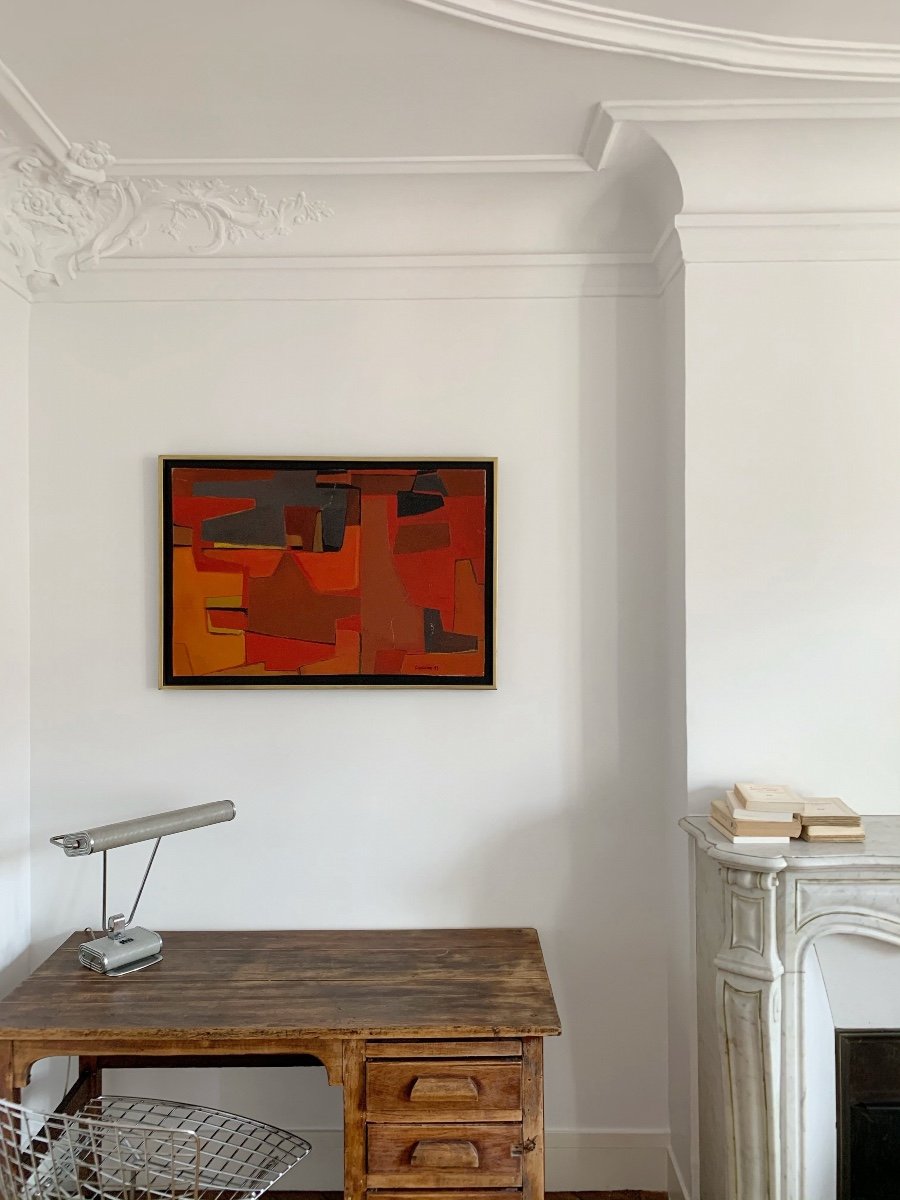 Marcel Bouqueton (1921-2006), Red, 1953, Oil On Panel-photo-3