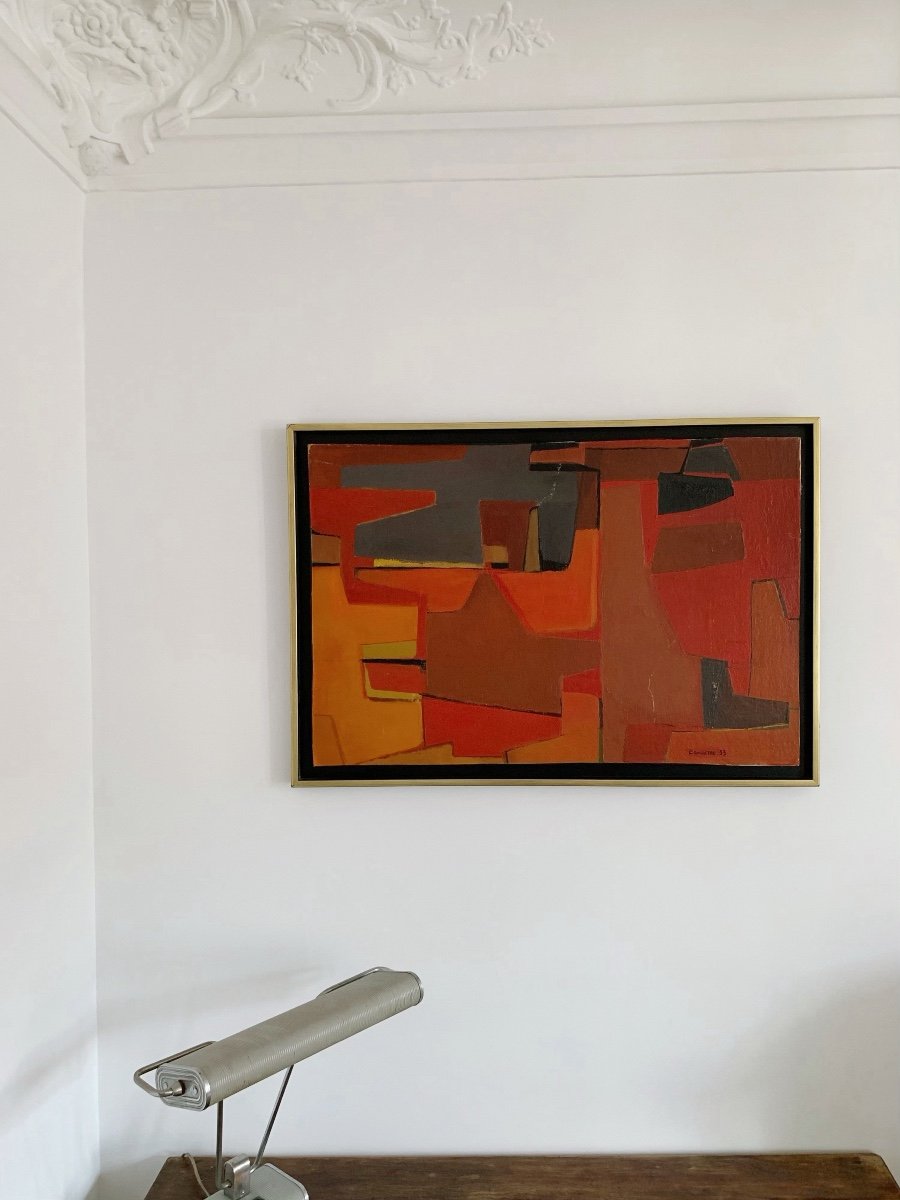 Marcel Bouqueton (1921-2006), Red, 1953, Oil On Panel-photo-4