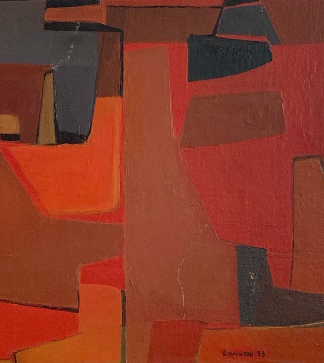Marcel Bouqueton (1921-2006), Red, 1953, Oil On Panel-photo-2