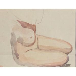Raphaël Delorme (1885-1962), Étude d’un nu féminin, aquarelle et crayon sur papier 