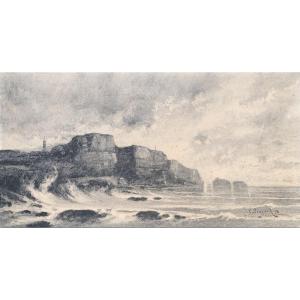 Frank Charles Peyraud (1858-1948), Coastal Landscape, 1882, Charcoal And Etching On Paper